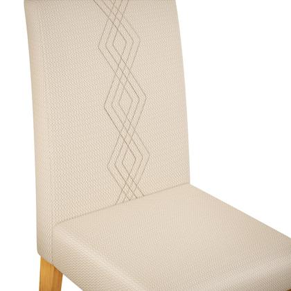 Imagem de Conjunto Sala de Jantar 6 Cadeiras Tampo Curvo DJ Móveis Gabi Cedro Off Yasmin Linho Neve