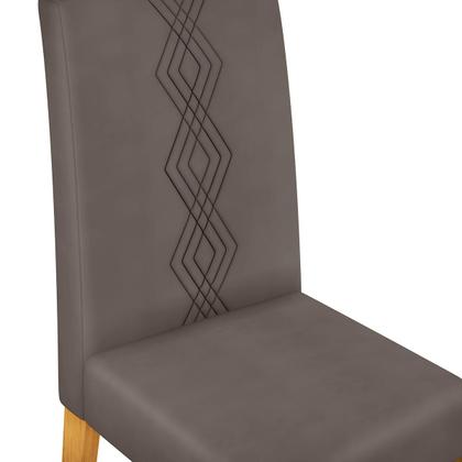 Imagem de Conjunto Sala de Jantar 6 Cadeiras Tampo Curvo DJ Móveis Kiara Cedro Yasmin Veludo Lunar