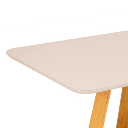 Imagem de Conjunto Sala de Jantar 6 Cadeiras Tampo Curvo DJ Móveis Kiara Cedro Yasmin Veludo Lunar