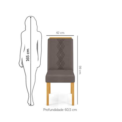 Imagem de Conjunto Sala de Jantar 6 Cadeiras Tampo Curvo DJ Móveis Kiara Cedro Yasmin Veludo Lunar