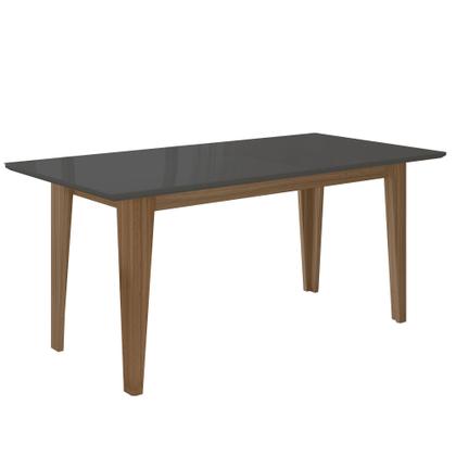 Imagem de Conjunto Sala de Jantar 6 Cadeiras Tampo Retangular 160cm com Vidro Liz Carvalho Grafite Linea Marfim - Poliman