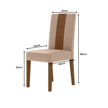 Imagem de Conjunto Sala de Jantar 6 Cadeiras Tampo Retangular 160cm com Vidro Liz Carvalho Off White Linea Marfim - Poliman