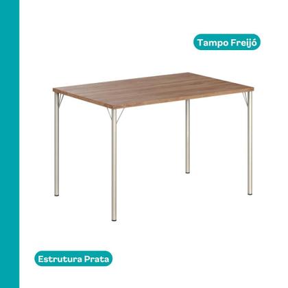 Imagem de Conjunto Sala de Jantar 6 Cadeiras Valencia Carraro Branco Prata