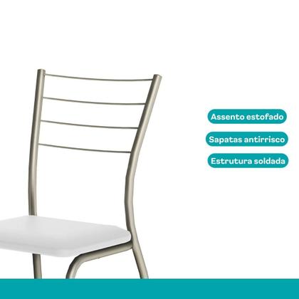 Imagem de Conjunto Sala de Jantar 6 Cadeiras Valencia Carraro Branco Prata