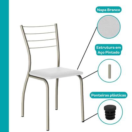 Imagem de Conjunto Sala de Jantar 6 Cadeiras Valencia Carraro Branco Prata