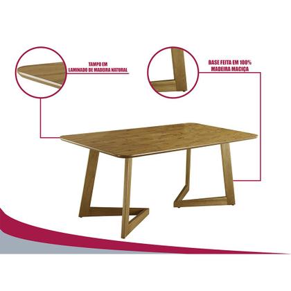 Imagem de Conjunto Sala de Jantar 6 Lugares Karol Mesa e Cadeiras Madeira Maciça e Rattan Móveis Mix