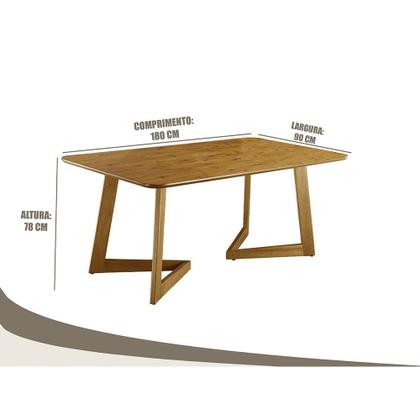 Imagem de Conjunto Sala de Jantar 6 Lugares Karol Mesa e Cadeiras Madeira Maciça e Rattan Móveis Mix