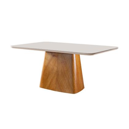 Imagem de Conjunto Sala de Jantar 6 Lugares Lotus - Mesa e Cadeiras Orgânicas Madeira Maciça Linho