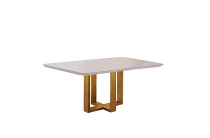 Imagem de Conjunto Sala de Jantar 6 Lugares Mesa e Cadeiras Madeira Maciça e Tampo Com Vidro