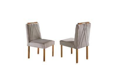 Imagem de Conjunto Sala de Jantar 6 Lugares Mesa e Cadeiras Madeira Maciça e Tampo Com Vidro