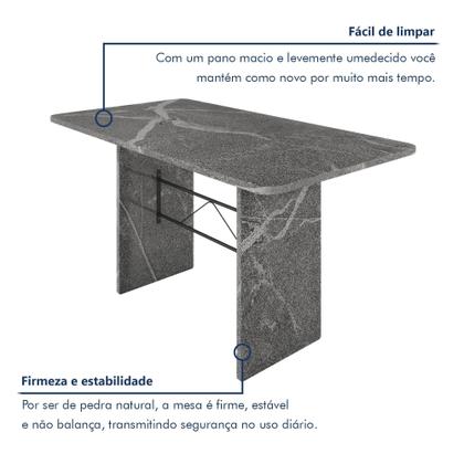 Imagem de Conjunto Sala de Jantar 6 Lugares Mesa Tampo Granito Retangular Topázio Bianca
