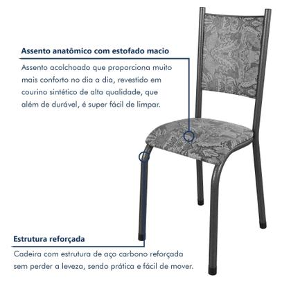 Imagem de Conjunto Sala de Jantar 6 Lugares Mesa Tampo Granito Retangular Topázio Bianca