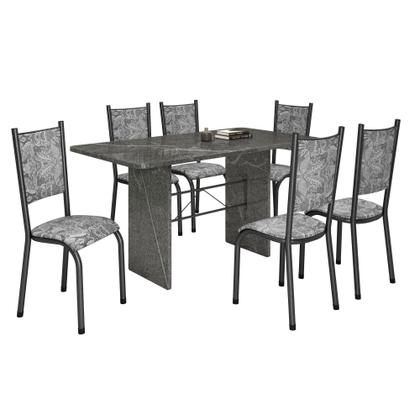 Imagem de Conjunto Sala de Jantar 6 Lugares Mesa Tampo Granito Retangular Topázio Bianca