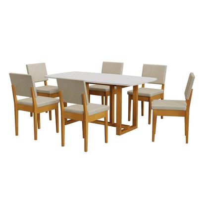 Imagem de Conjunto Sala de Jantar 6 Lugares Oval Tampo MDF Mesa Filadélfia Cadeiras Miami