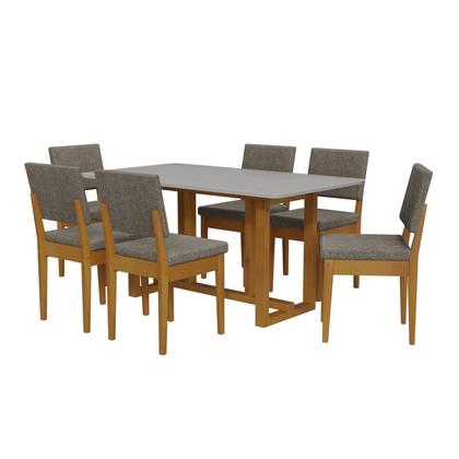 Imagem de Conjunto Sala de Jantar 6 Lugares Retangular com Tampo de Vidro Mesa Filadélfia Cadeiras Miami