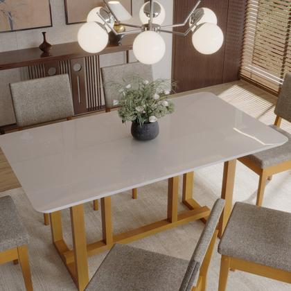 Imagem de Conjunto Sala de Jantar 6 Lugares Retangular com Tampo de Vidro Mesa Filadélfia Cadeiras Miami