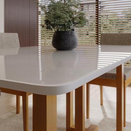 Imagem de Conjunto Sala de Jantar 6 Lugares Retangular com Tampo de Vidro Mesa Filadélfia Cadeiras Miami