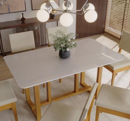 Imagem de Conjunto Sala de Jantar 6 Lugares Retangular com Tampo de Vidro Mesa Filadélfia Cadeiras Miami