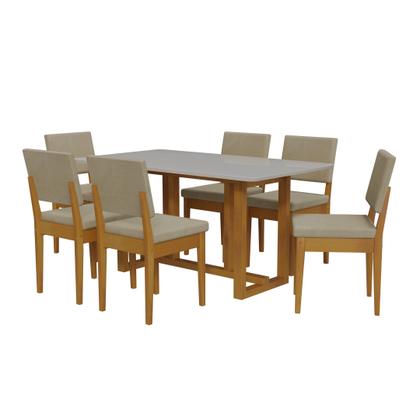 Imagem de Conjunto Sala de Jantar 6 Lugares Retangular com Tampo de Vidro Mesa Filadélfia Cadeiras Miami