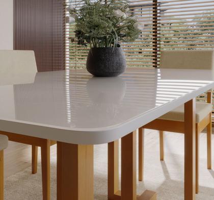 Imagem de Conjunto Sala de Jantar 6 Lugares Retangular com Tampo de Vidro Mesa Filadélfia Cadeiras Miami