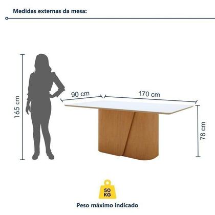 Imagem de Conjunto Sala de Jantar 6 Lugares Retangular com Tampo Mdf Cadeiras Estofadas Luar Espresso Móveis
