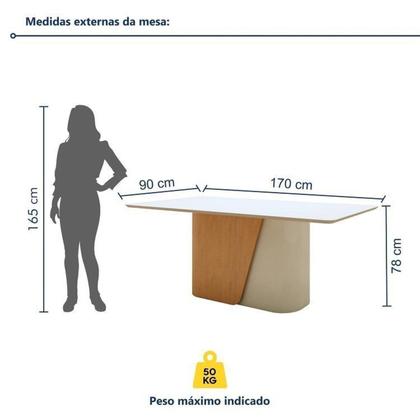 Imagem de Conjunto Sala de Jantar 6 Lugares Retangular com Tampo Mdf Luar Cadeiras Estofadas