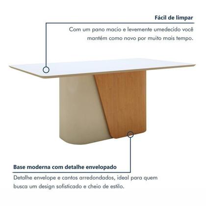 Imagem de Conjunto Sala de Jantar 6 Lugares Retangular com Tampo Mdf Luar Cadeiras Estofadas