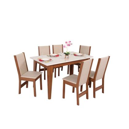 Imagem de Conjunto Sala de Jantar 6 lugares Retangular Giovana Cadeiras Nobre