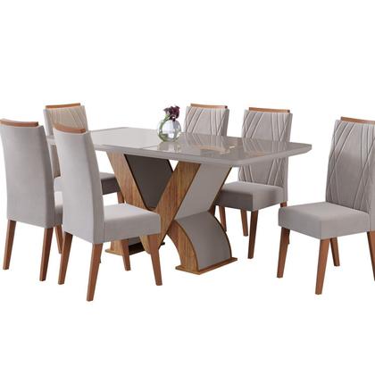 Imagem de Conjunto Sala de Jantar 6 Lugares Retangular Tampo de MDF Vegas Yescasa