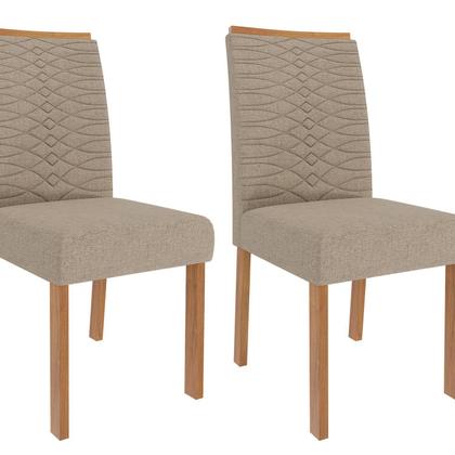 Imagem de Conjunto Sala de Jantar 6 lugares Retangular Tampo de Vidro/MDF Ester Cadeiras Clarice Wood