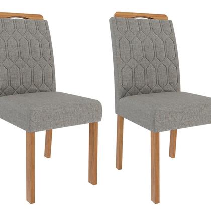 Imagem de Conjunto Sala de Jantar 6 lugares Retangular Tampo de Vidro/MDF Ester Cadeiras Paola