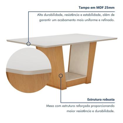Imagem de Conjunto Sala de Jantar 6 Lugares Retangular Tampo MDF Mesa Apogeu com Cadeiras Luar