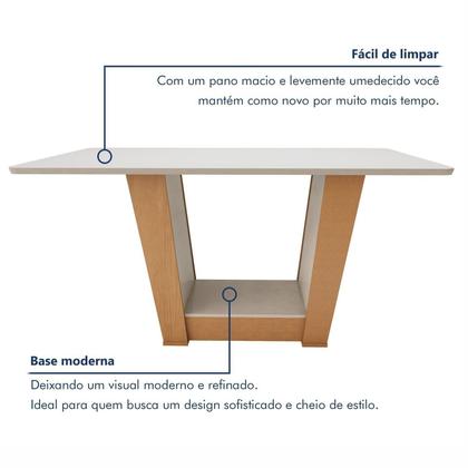 Imagem de Conjunto Sala de Jantar 6 Lugares Retangular Tampo MDF Mesa Apogeu com Cadeiras Luar