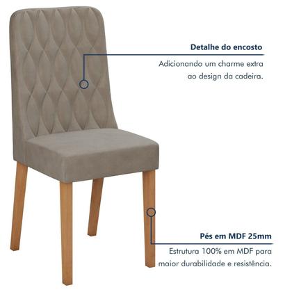 Imagem de Conjunto Sala de Jantar 6 Lugares Retangular Tampo MDF Mesa Apogeu com Cadeiras Luar