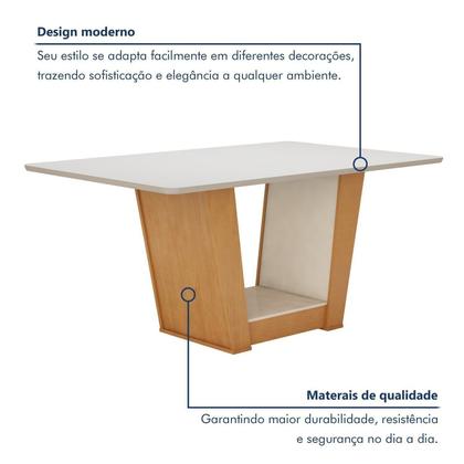 Imagem de Conjunto Sala de Jantar 6 Lugares Retangular Tampo MDF Mesa Apogeu com Cadeiras Luar