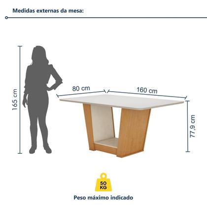 Imagem de Conjunto Sala de Jantar 6 Lugares Retangular Tampo MDF Mesa Apogeu com Cadeiras Luar