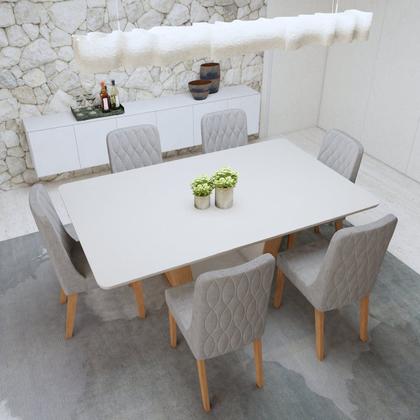 Imagem de Conjunto Sala de Jantar 6 Lugares Retangular Tampo MDF Mesa Apogeu com Cadeiras Luar