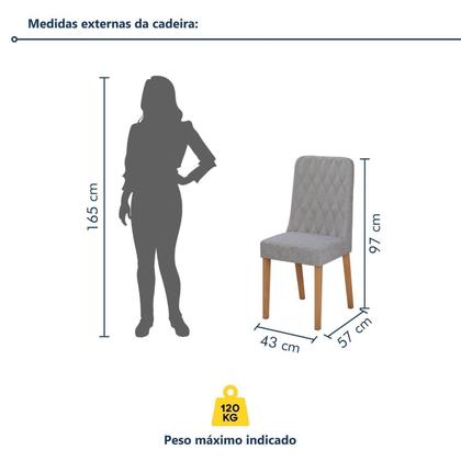 Imagem de Conjunto Sala de Jantar 6 Lugares Retangular Tampo MDF Mesa Apogeu com Cadeiras Luar