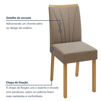 Imagem de Conjunto Sala de Jantar 6 Lugares Retangular Tampo MDF Mesa Bold com Cadeiras Pés Madeira Jade