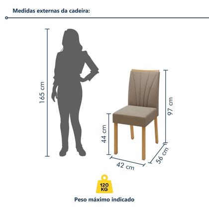 Imagem de Conjunto Sala de Jantar 6 Lugares Retangular Tampo MDF Mesa Bold com Cadeiras Pés Madeira Jade