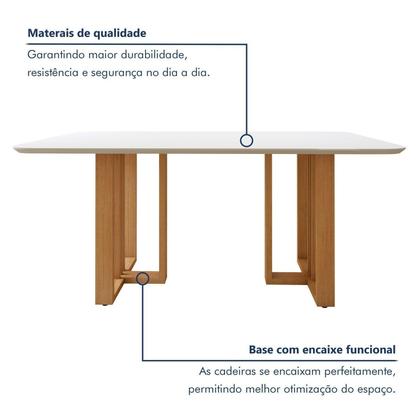 Imagem de Conjunto Sala de Jantar 6 Lugares Retangular Tampo MDF Mesa Bold com Cadeiras Pés Madeira Jade