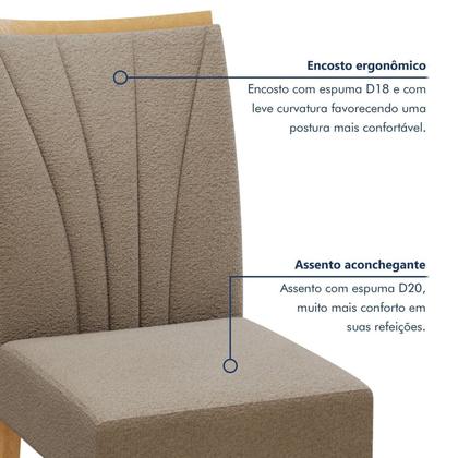 Imagem de Conjunto Sala de Jantar 6 Lugares Retangular Tampo MDF Mesa Bold com Cadeiras Pés Madeira Jade