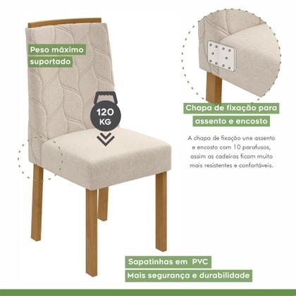 Imagem de Conjunto Sala de Jantar 6 Lugares Retangular Tampo MDF Mesa e Cadeiras Astrid