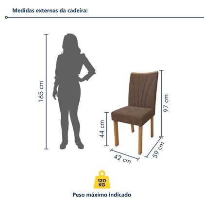 Imagem de Conjunto Sala de Jantar 6 Lugares Retangular Tampo MDF Mesa Luar com Cadeiras Apogeu