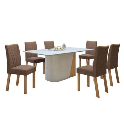 Imagem de Conjunto Sala de Jantar 6 Lugares Retangular Tampo MDF Mesa Luar com Cadeiras Apogeu