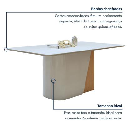 Imagem de Conjunto Sala de Jantar 6 Lugares Retangular Tampo MDF Mesa Luar com Cadeiras Apogeu