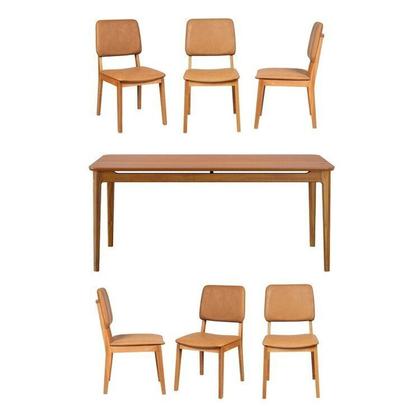 Imagem de Conjunto Sala de Jantar 6 Lugares Retangular Tampo MDF Miriti CabeCasa MadeiraOriginals