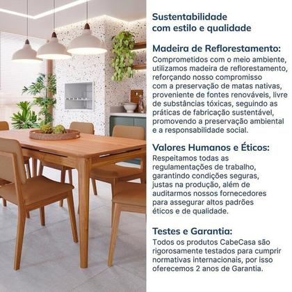 Imagem de Conjunto Sala de Jantar 6 Lugares Retangular Tampo MDF Miriti CabeCasa MadeiraOriginals