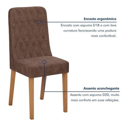 Imagem de Conjunto Sala de Jantar 6 Lugares Retangular Tampo Vidro/MDF Mesa Apogeu com Cadeiras Luar