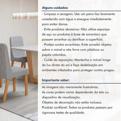 Imagem de Conjunto Sala de Jantar 6 Lugares Retangular Tampo Vidro/MDF Mesa Apogeu com Cadeiras Luar